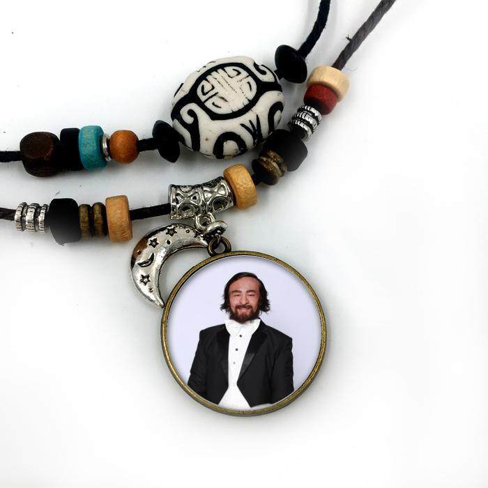 Pendants Necklace Pavarotti star for Men Womens Jewelry Fashion Silver Plated Glass moon Beaded Facebook cotton rope chain cool jewelry - intl