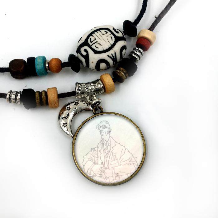 Pendants Necklace Pavarotti star for Men Womens Jewelry Fashion Silver Plated Glass moon Beaded Facebook cotton rope chain cool jewelry - intl