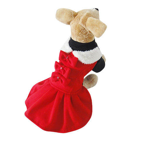 Pet Anjing Pakaian Wol Musim Dingin Putri Gaun Mantel Lace Trim Kecil Gadis Anjing-Intl 5