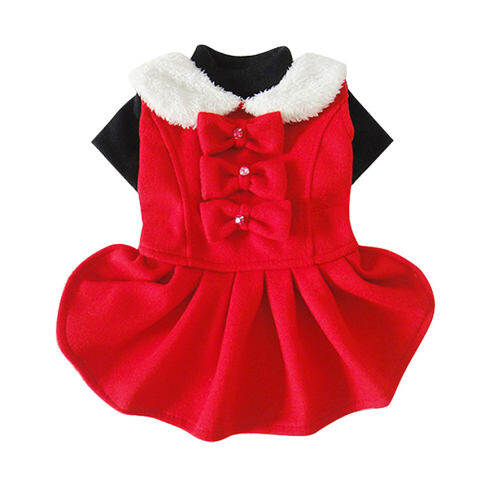 Pet Anjing Pakaian Wol Musim Dingin Putri Gaun Mantel Lace Trim Kecil Gadis Anjing-Intl 1