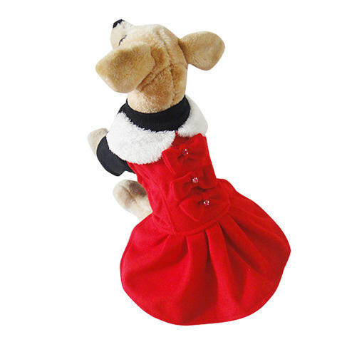 Pet Anjing Pakaian Wol Musim Dingin Putri Gaun Mantel Lace Trim Kecil Gadis Anjing-Intl 3