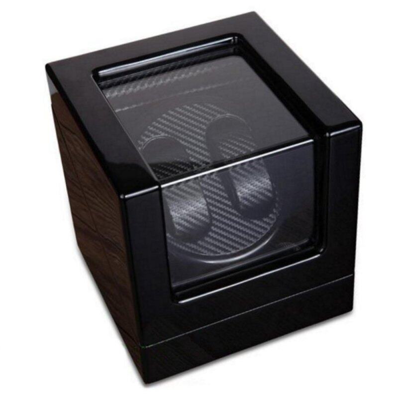 Premium Auto Watch Winder Automatic Rotate Watch Box 2+0 Black Carbon Leather Malaysia