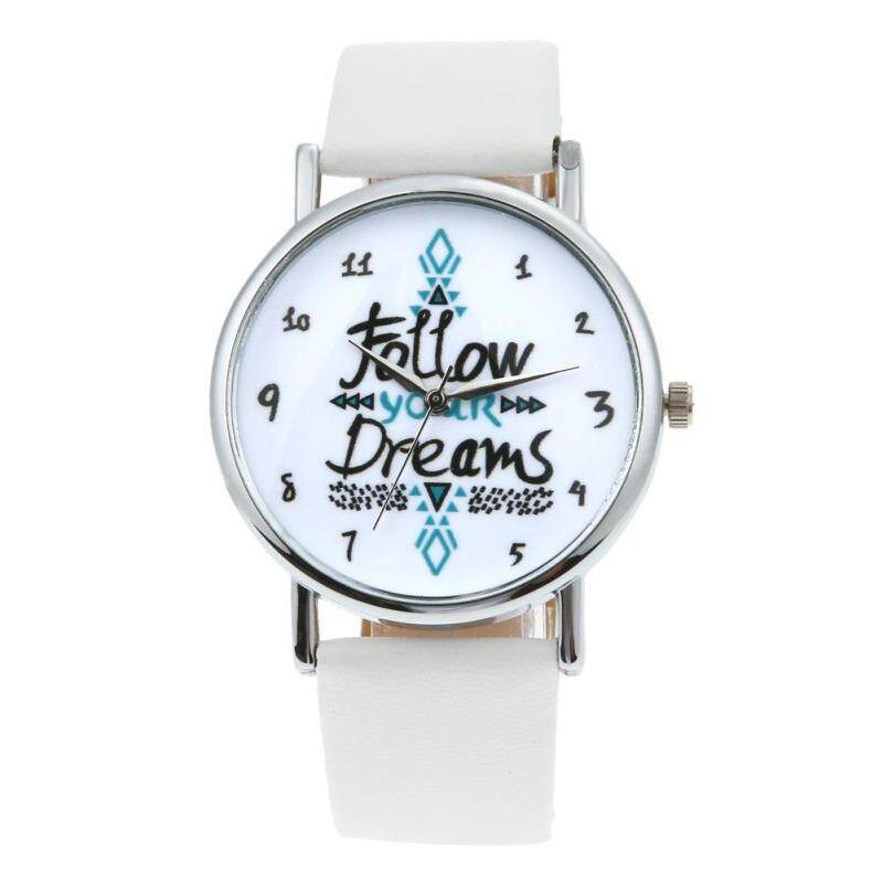 Quote \Follow Your Dreams\ Men Women Fashion Leather Wrist Watch(White) Malaysia