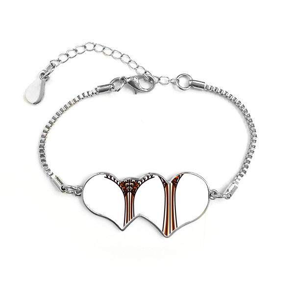 Singapore Gardens By the Bay Double Hearts Shape Round-Cut Cubic Chain Bracelet Love Gifts - intl