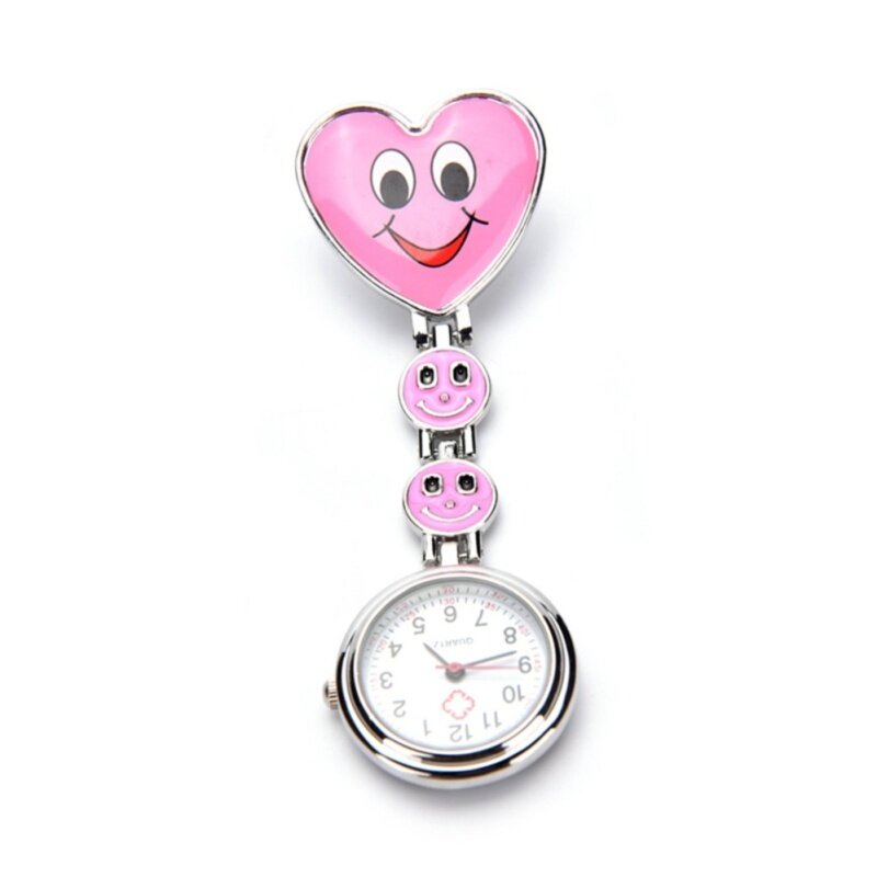 Smile Face Heart Clip-On Nurse Doctor Brooch Pendant Fob Pocket Quartz Watch Pink Malaysia