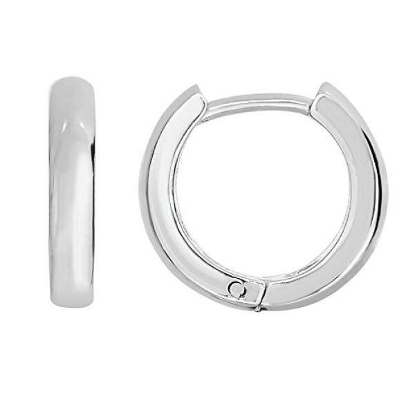 Sterling Silver Round Bayi Huggy Huggies Hoops Hoop Earrings-Intl
