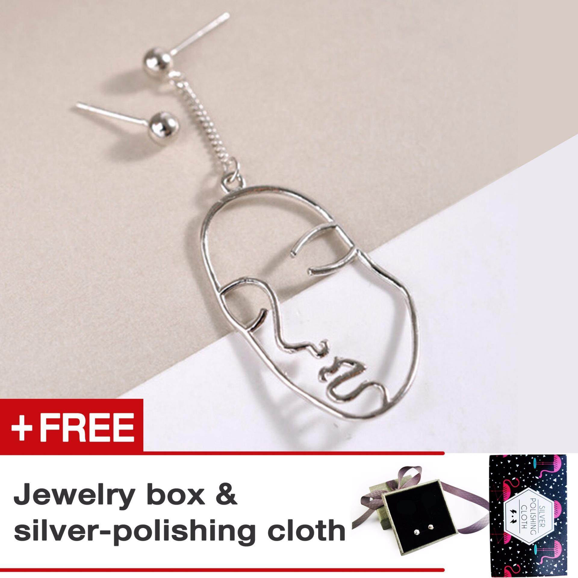 Tom' Studio 925 Sterling Perak Wajah Stud Anting-Anting untuk Wanita-Internasional