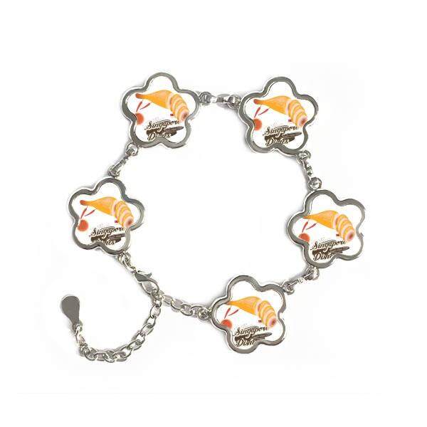Traditional Singapore Hainanese Chicken Flower Shape Metal Bracelet Chain Gifts Jewelry With Chain Decoration - intl