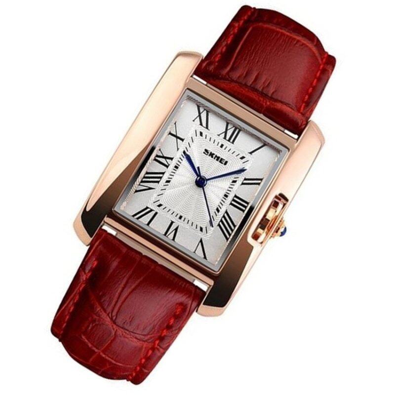 Watch Women SKMEI brand luxury Fashion Casual quartz watches leather sport Lady relojes mujer women wristwatches Dress Girl 1085(red) Malaysia