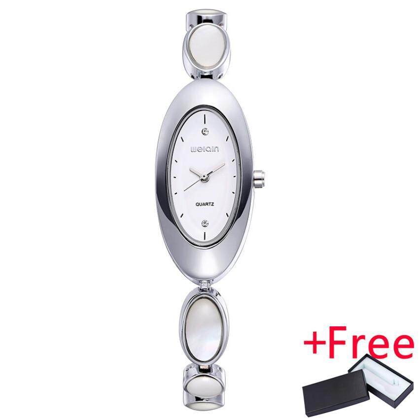 WEIQIN Lady Opal Strap Oval Rhinestone Dial Rose Emas Bangle Bracelet Watch Jam Tangan Es Wanita Busana Jam Tangan Jam Tangan Perempuan QUARTZ Jam Tangan Jam Tangan Wanita 2612