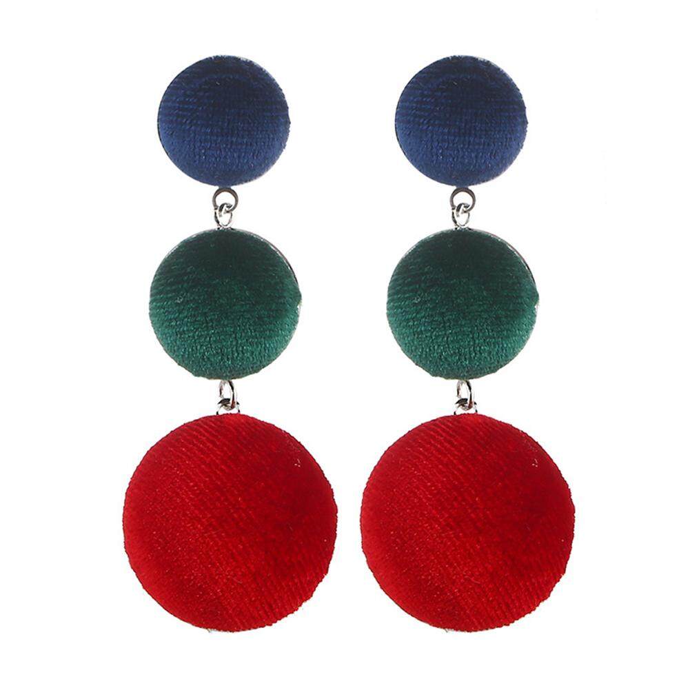 Coromosewomen Beberapa Warna Setengah Lingkaran Bola Anting-Anting Earbob Unik Retro Ringkas Telinga Manik-manik-Internasional