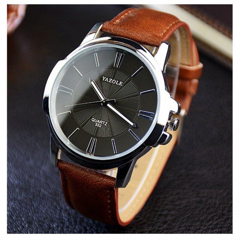 Yazole Black Round Dial Stainless Steel Back Water Resistance Watch 332 (Brown&Black) Malaysia