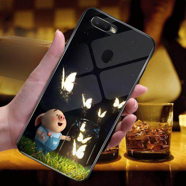 ผีเสื้อหมูขอบนุ่มกระจกเทมเปอร์กลับเคสโทรศัพท์เคสสำหรับ