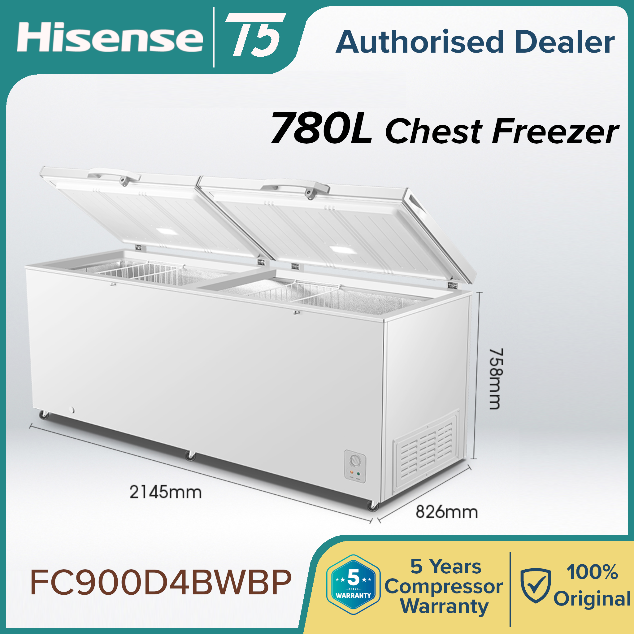 Hisense Freezer 780L Super Freeze 360 Cooling Chest Freezer FC900D4BWBP