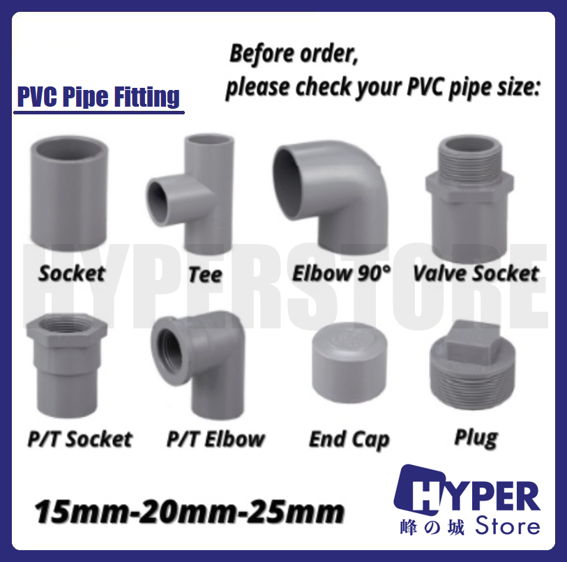 PVC Pipe Fitting Paip PVC Connector PVC Fittings Socket Elbow Tee Valve