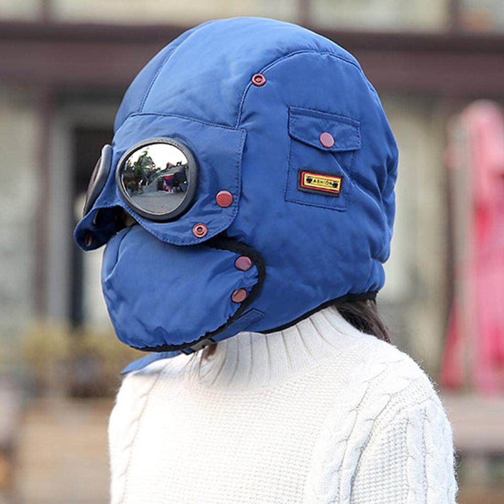 Laurance Topi Anak-anak Musim Dingin Bulu Anak Bomber Topi Tahan Angin Hangat Gadis Topi Salju Kacamata Masker Wajah Earflap Ushanka Topi