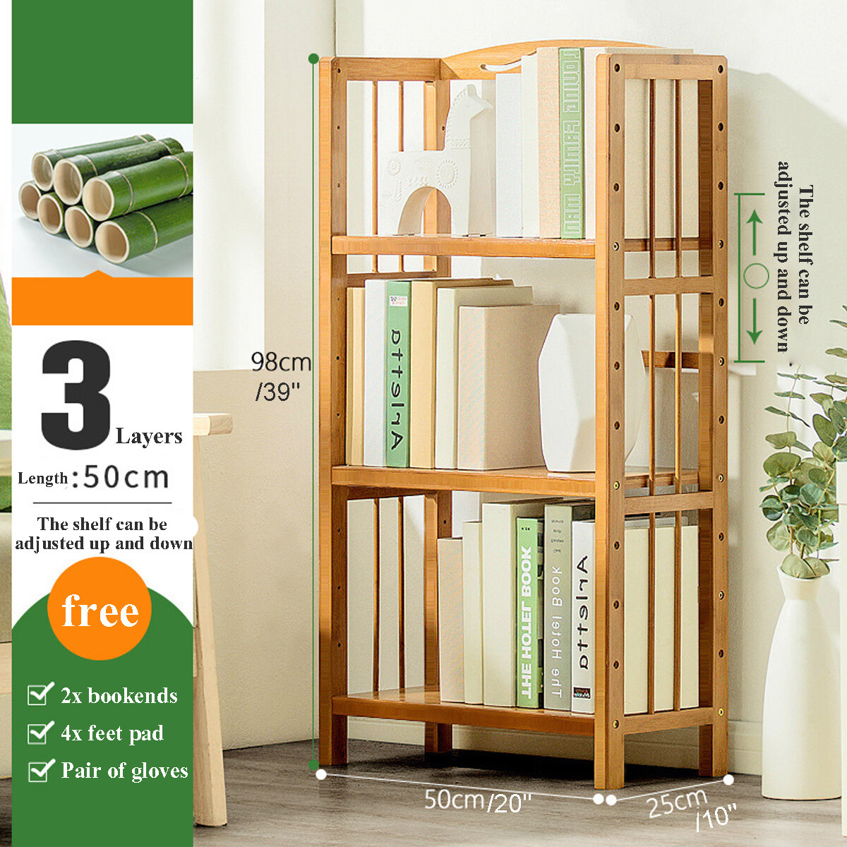 Kệ Gỗ 3 Lớp 50/70Cm Kệ Sách Mảnh Vỡ Giá Sinh Viên Cuốn Sách Kệ