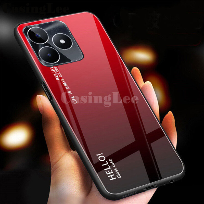 For Realme C63 Case Gradient Tempered Glass Protector Hard Cover for Realme C63 Back Cover Phone cases