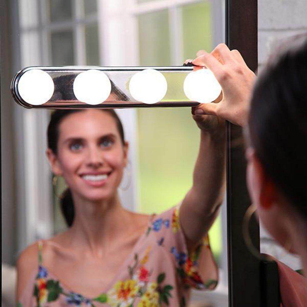ELEC สตูดิโอ GLOW Vanity Make Up หลอดไฟแสงจ้า 4 หลอดไฟ LED B * attery P * owered
