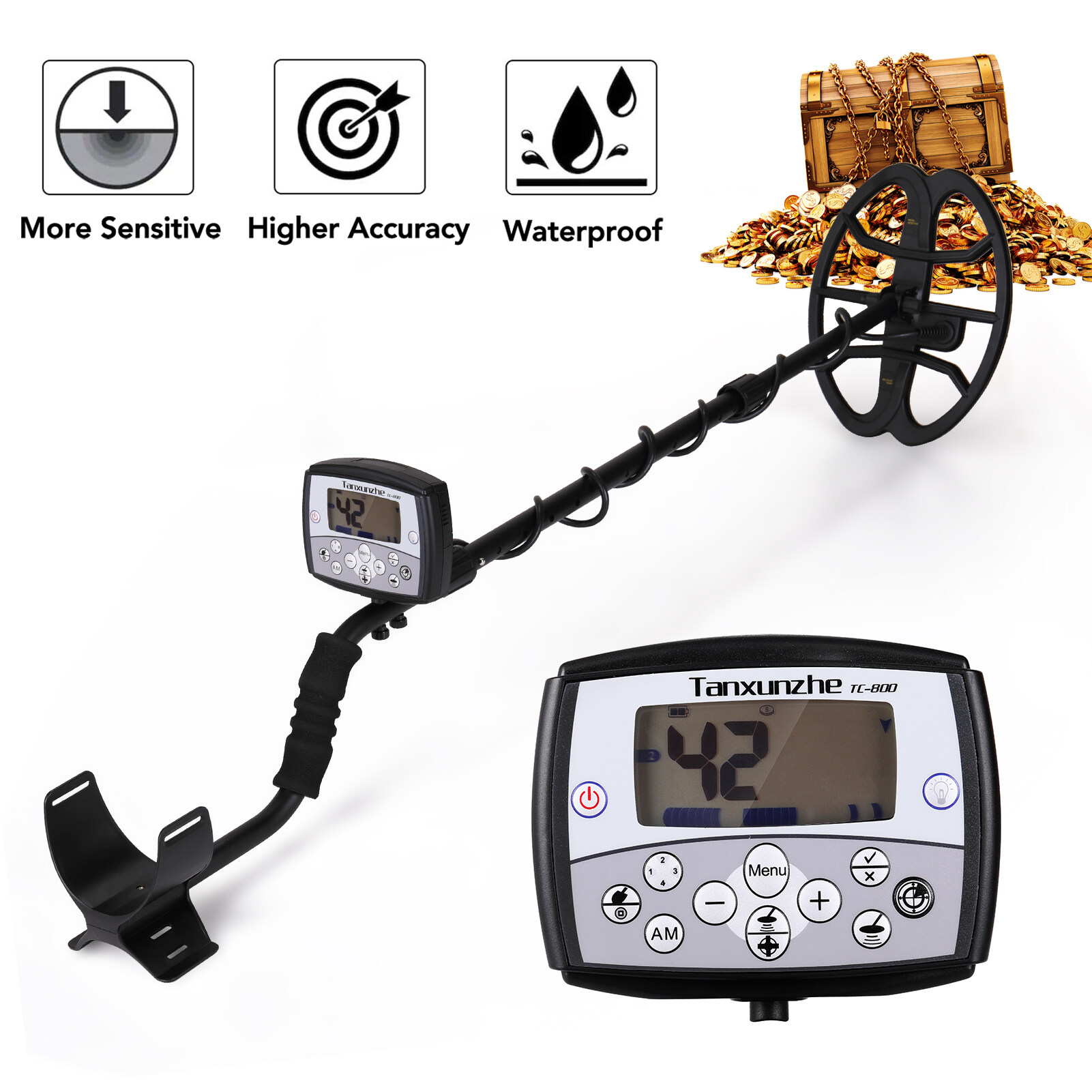 TC 800 Underground Metal Detector LCD Display Treasure Finder Handheld