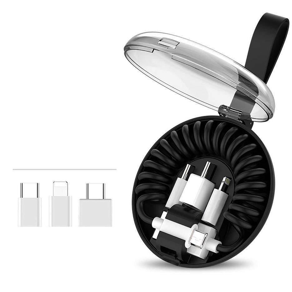 ERA Multi - functional ยืดหยุ่นฤดูใบไม้ผลิสายข้อมูล USB - Mini - USB USB - C ทั้งหมด Fittable Twining ป้องกันสายข้อมูลสำหรับสมาร์ทโฟน