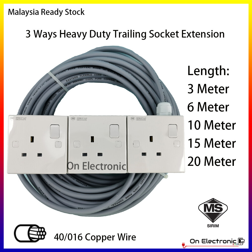 Way Heavy Duty Trailing Socket Extension Socket Meter