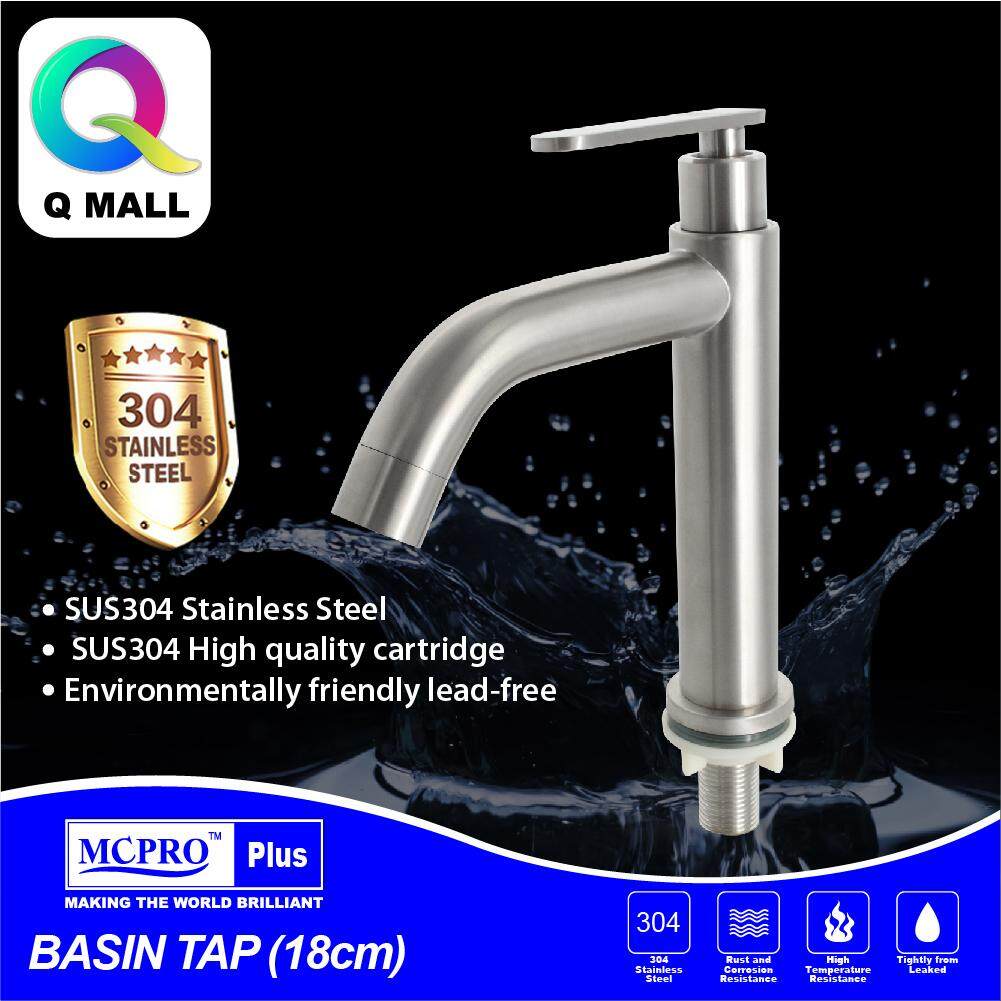 MCPRO Plus Stainless Steel SUS 304 Bathroom Faucet 18cm Basin Water Tap