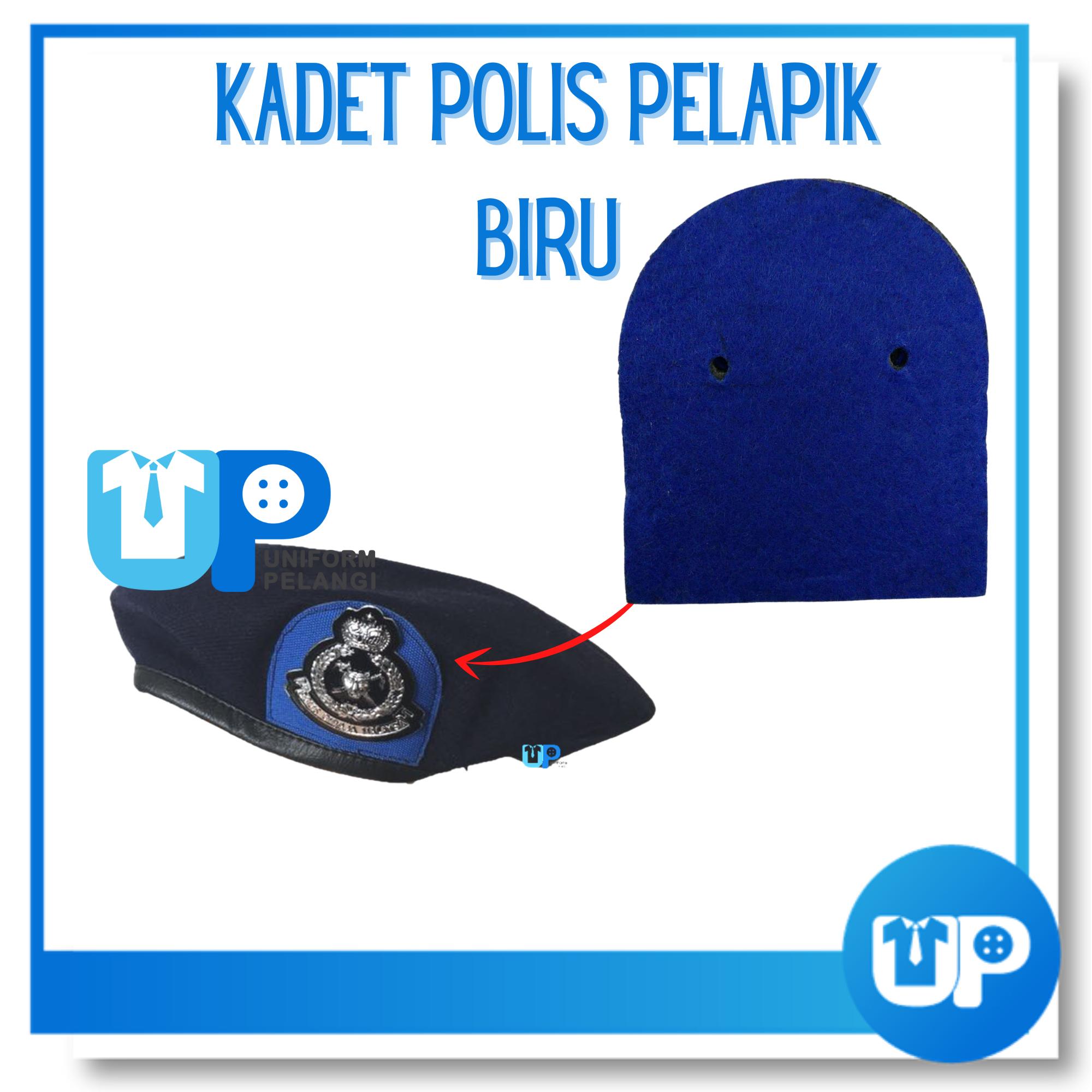 Pelapik Beret Pelapik Lapik Beret Biru Kadet Polis Persatuan Uniform