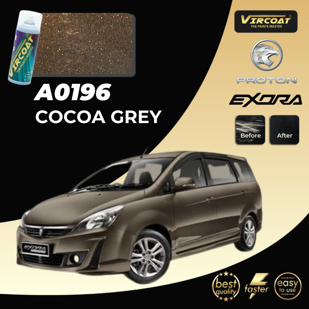 Proton Exora Touch Up Aerosol Spray Paint VIRCOAT Aerosol Spray2K