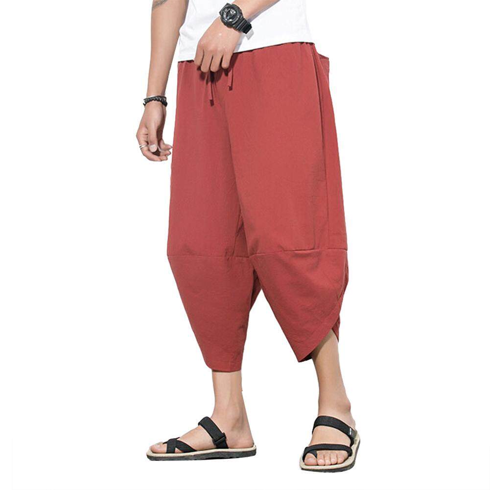 Bullker ผู้ชายฤดูร้อน Casual ขนาดพิเศษสีทึบตัดกางเกงฮาเร็มกางเกงขากว้าง Bullker ผู้ชายฤดูร้อน Casual ขนาดพิเศษสีทึบตัดกางเกงฮาเร็มกางเกงขากว้าง