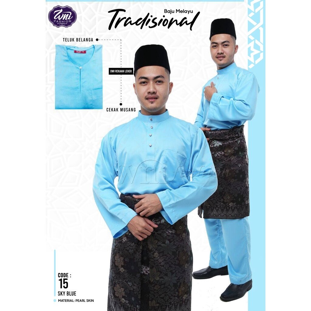 Baju Melayu Tradisional Sky Blue Saiz Baby Xl Dewasa Lazada