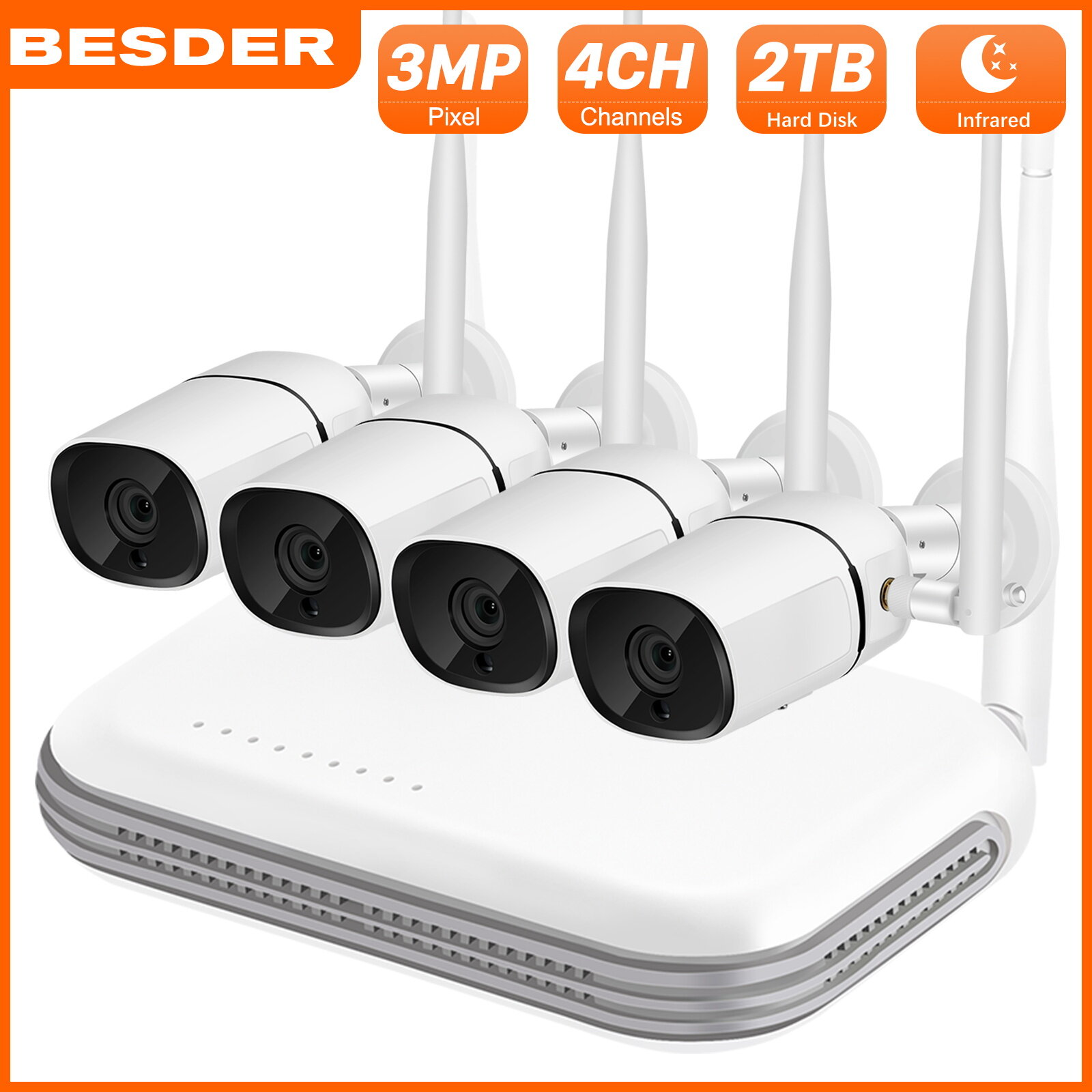 Besder Mp Cctv Camera System Wireless Fhd Ch Nvr Wifi Camera Kit