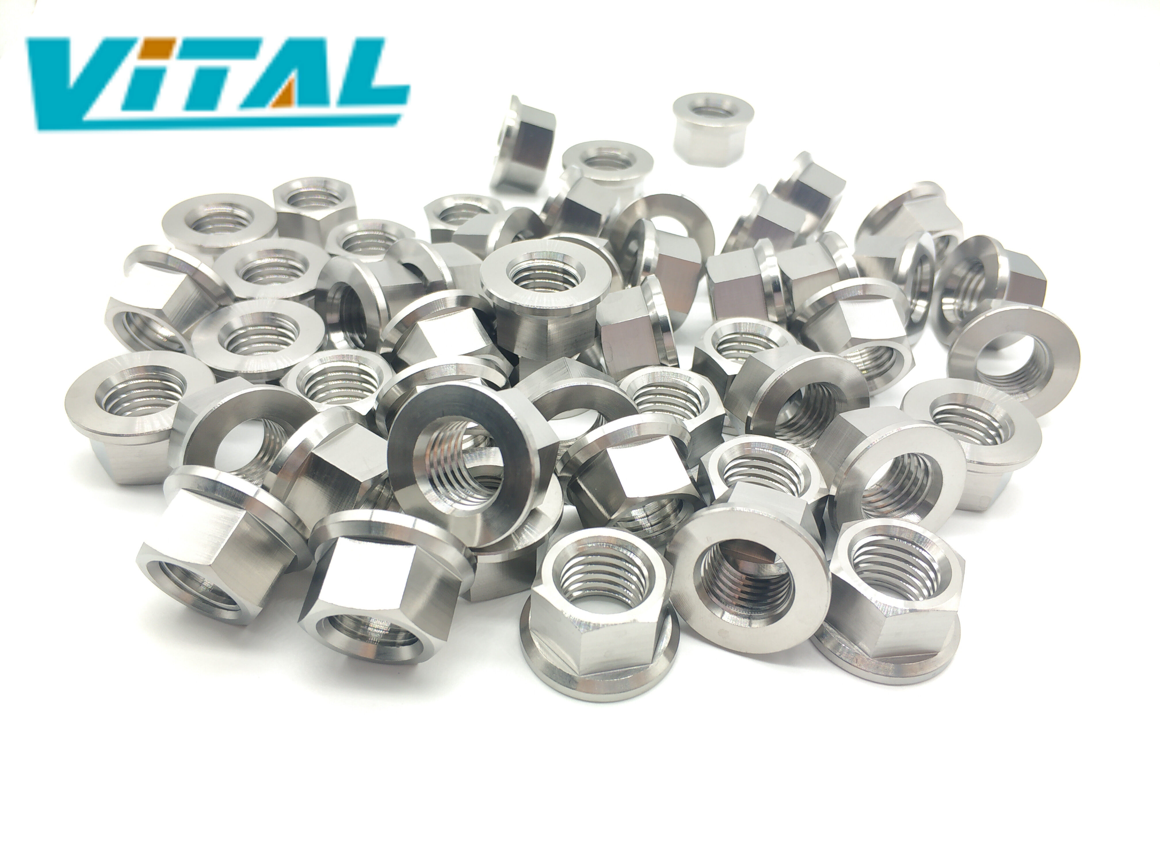 1pc Vitaltitanium Titanium Nuts M14x1 5 Fine Thread Flange Hex Nut