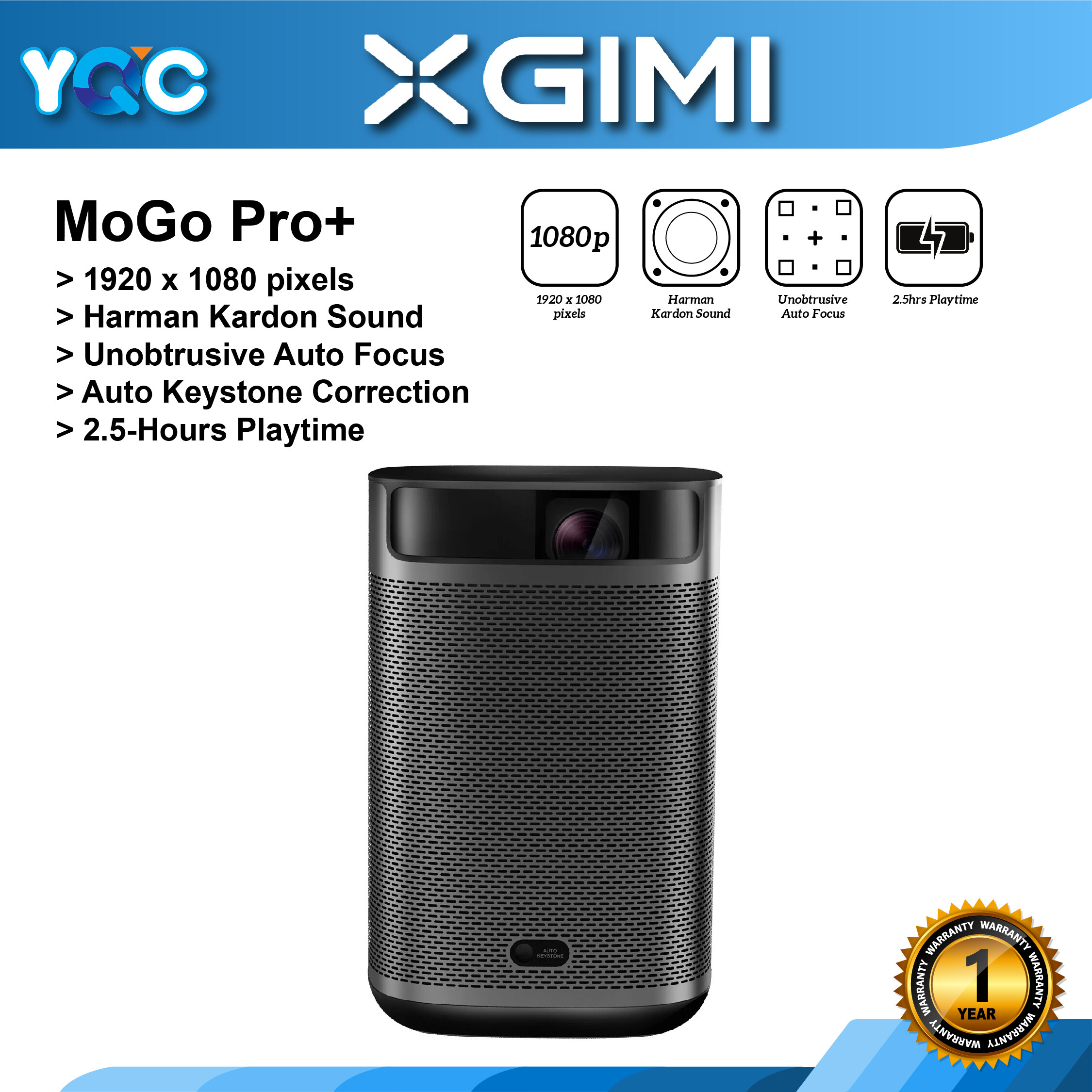 XGIMI Mogo Pro Plus Small Projector Screenless TV 1080P Android 9 0