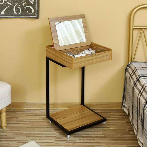 Dress Table with Foldable Mirror, Seperated Drawer, Organizer Makeup Dressing Table with Wheels, Easy to Move, Gift for Mom