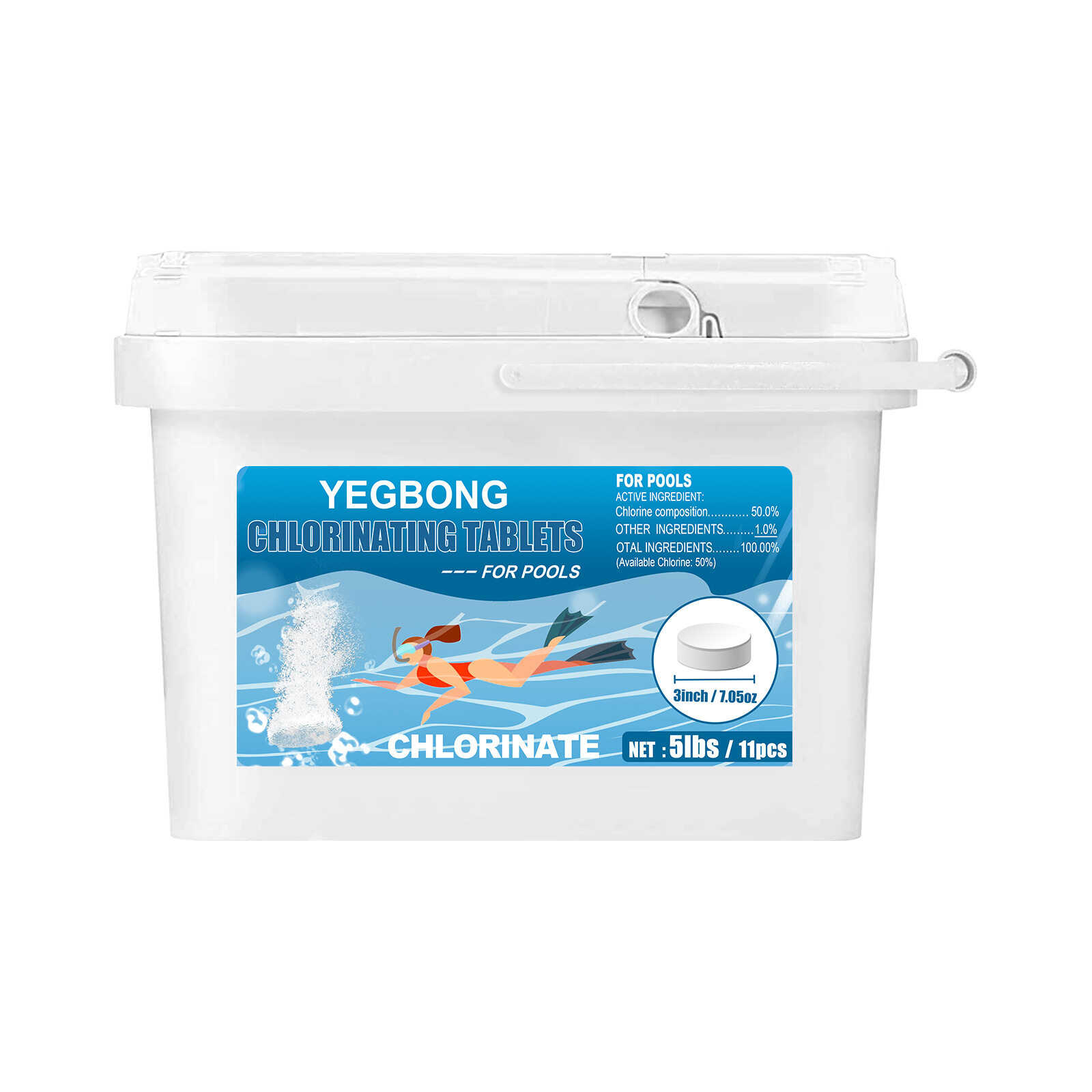 Yegbong Swimming Pool Chloride Tablets Clean And Clarify Water Quality