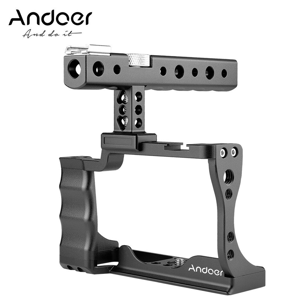 Andoer Camera Cage Top Handle Kit Aluminum Alloy With Cold Shoe Mount