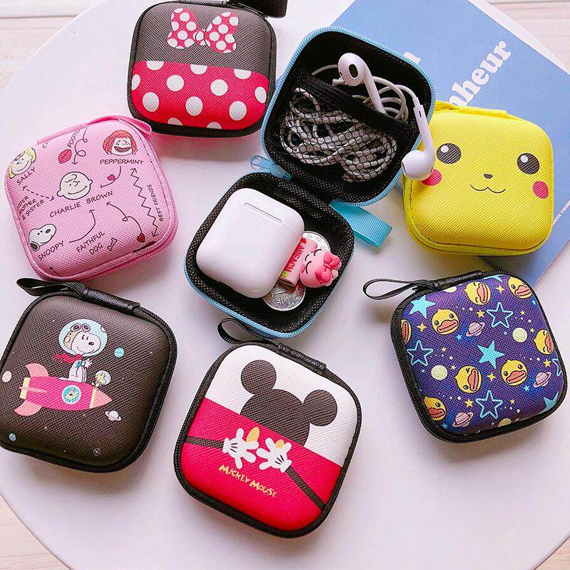 การ์ตูนซิปขนาดมินิยากเคสหูฟังเคสหูฟังกล่องกระเป๋าเก็บของป้องกันที่จัดเก็บสายยูเอสบีเอียร์บัดขนาดพกพาอุปกรณ์เสริม (มีเชือกเส้นเล็ก)