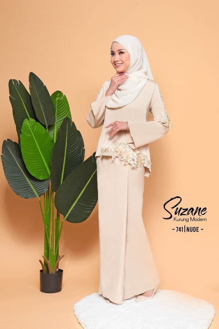 Clearance Raya Suzane Baju Kurung Kedah Satin Lace Raya Sedondon