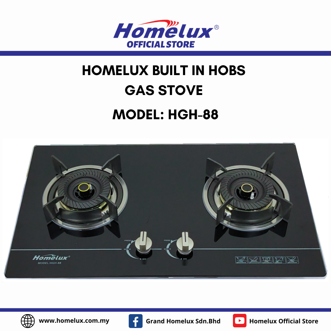 Homelux Tempered Glass Built In Gas Stove HGH 88 Lazada