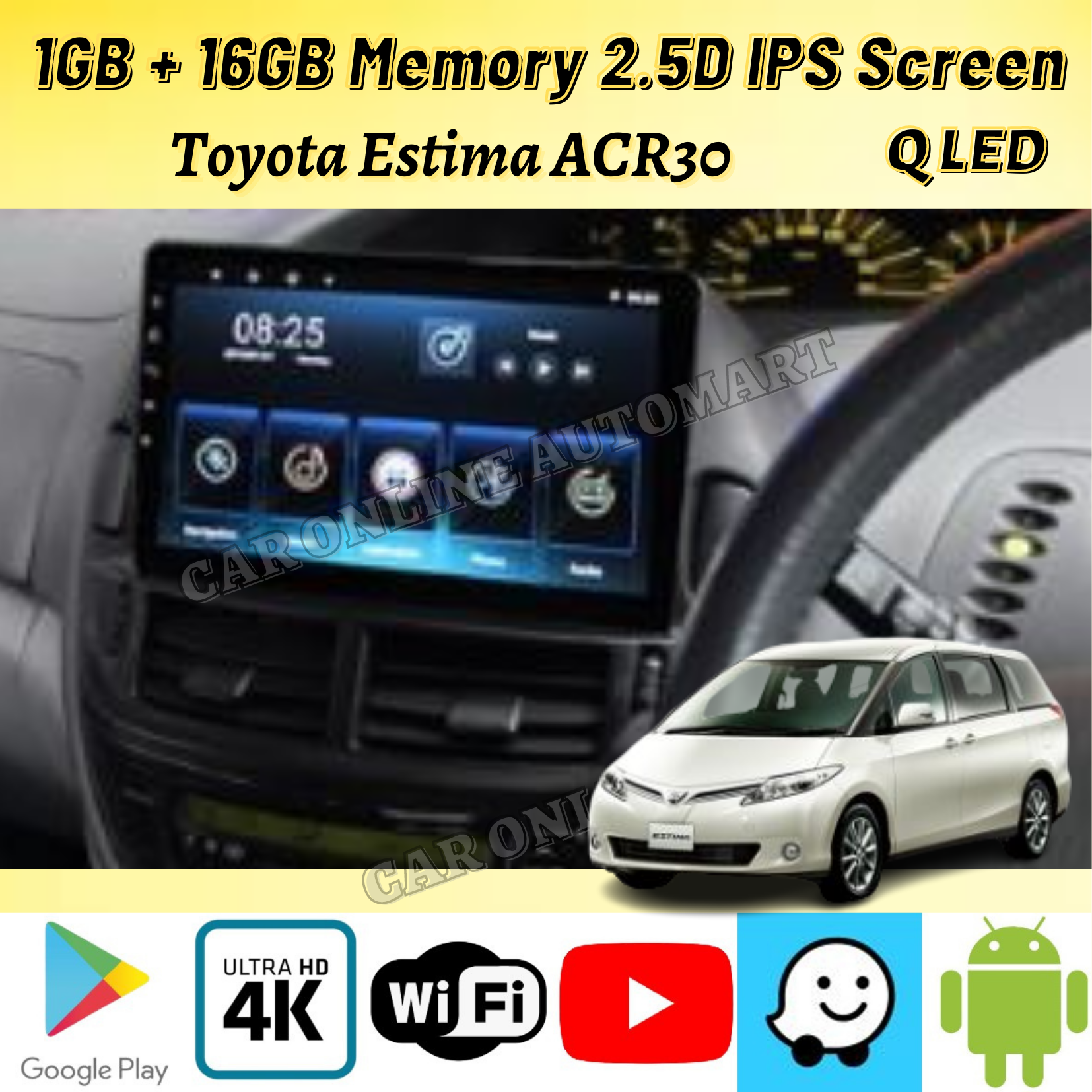 TOYOTA ESTIMA ACR 30 MOHAWK T3L MS SERIES Q LED 1GB 16GB 4K ANDROID