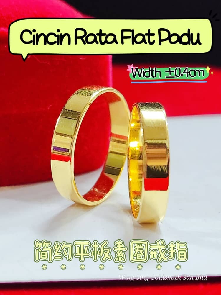 Wing Sing Cincin Belah Rotan Licin Rata Padu Bajet Fesyen Emas