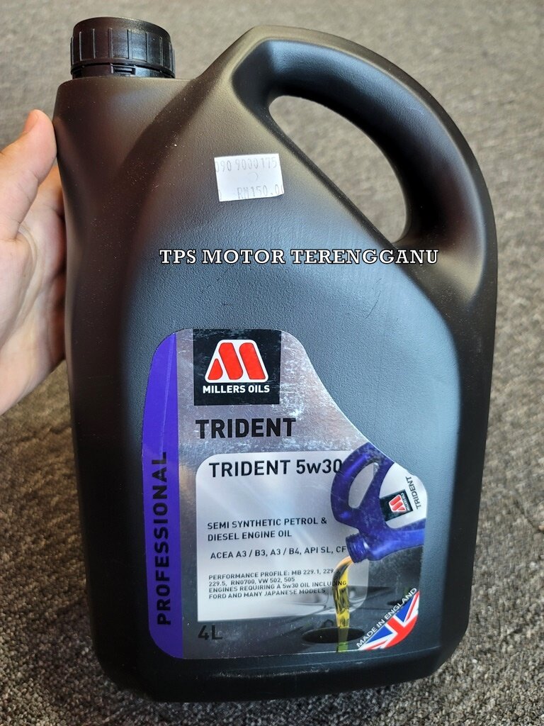 MILLERS TRIDENT 5W30 VEHICLE ENGINE OIL SEMI SYNTHETIC 4L MINYAK ENJIN