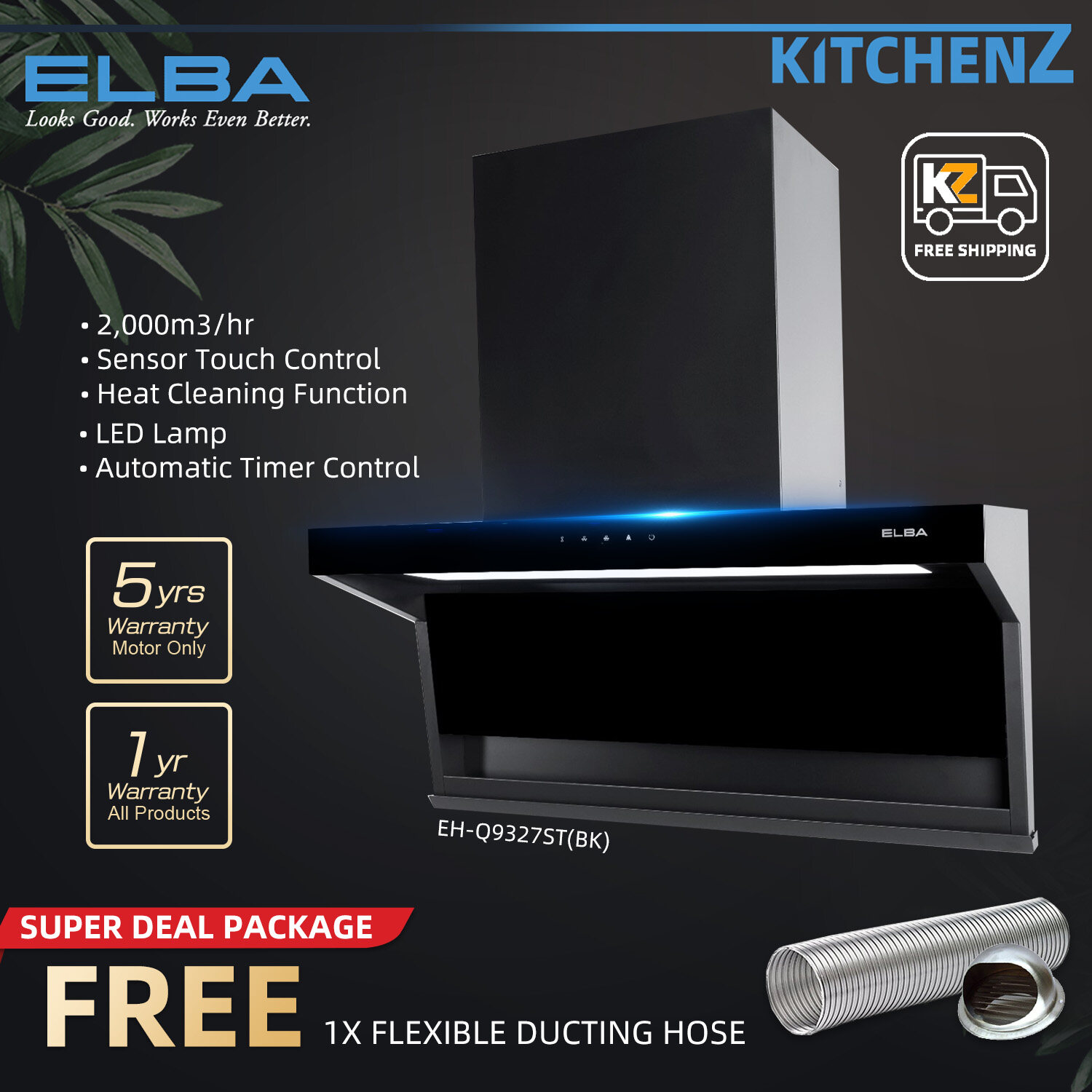 Free Shipping Kitchenz Elba Monza Designer Cooker Hood M