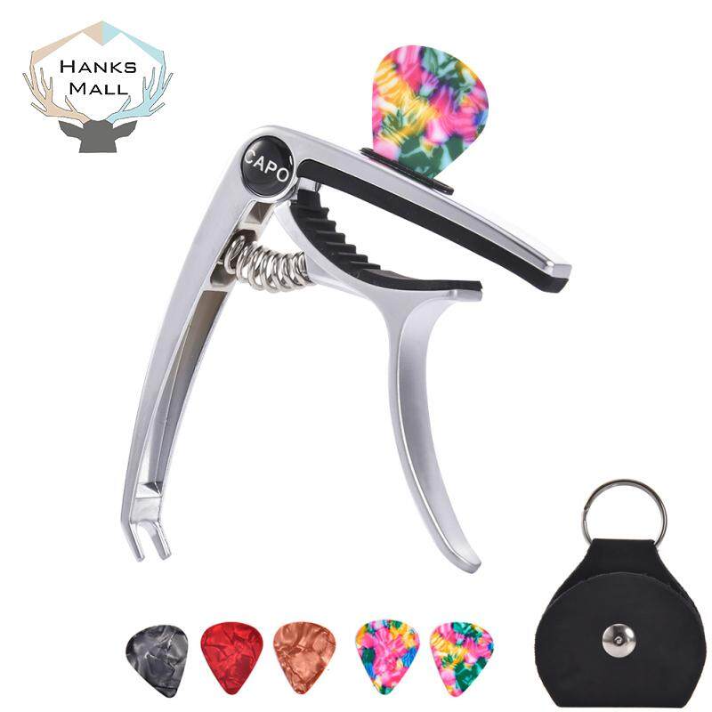 HK Capo Gitar + 5 Pcs Pilihan + Dudukan Pick untuk Akustik dan Gitar Listrik Bass Ukulele Mandolin Banjo