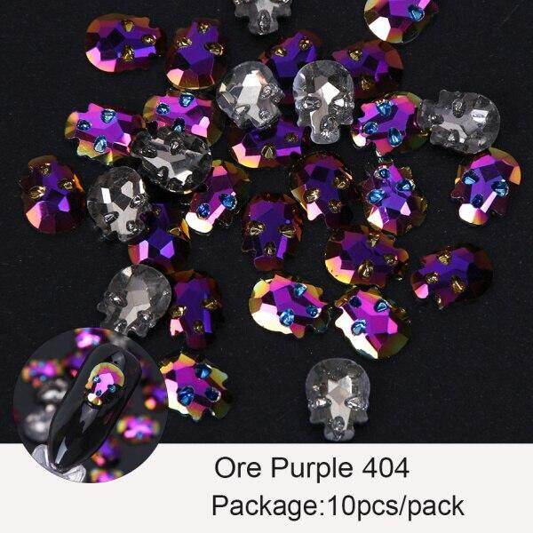 1 แพ็ค 3D Skull กระดูกเล็บ Rhinestone เครื่องประดับฮาโลวีน Holographic เล็บ Charms DIY Flatback อัญมณีคริสตัลตกแต่งเล็บ