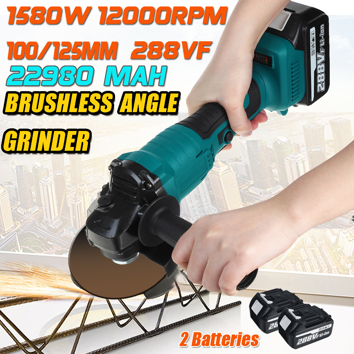 V W Mm Mm Brushless Cordless Angle Grinder Electric