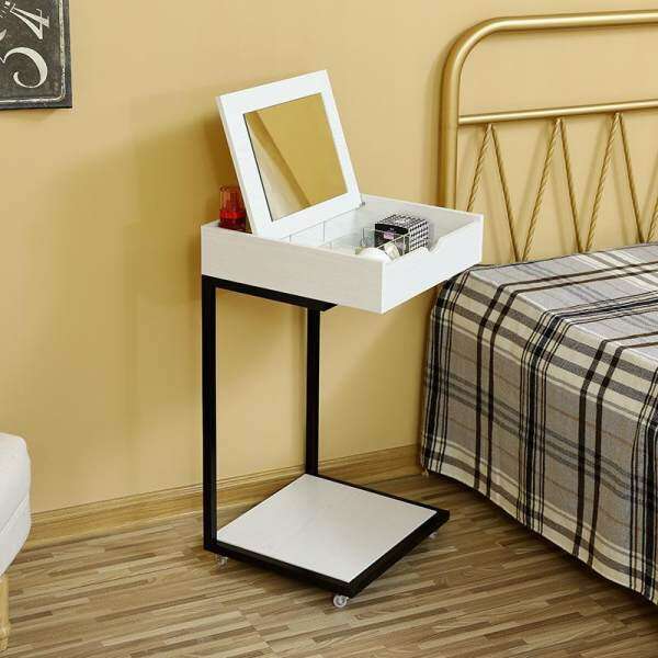 Dress Table with Foldable Mirror, Separated Drawer, Organizer Makeup Dressing Table with Wheels, Easy to Move, Gift for Mom