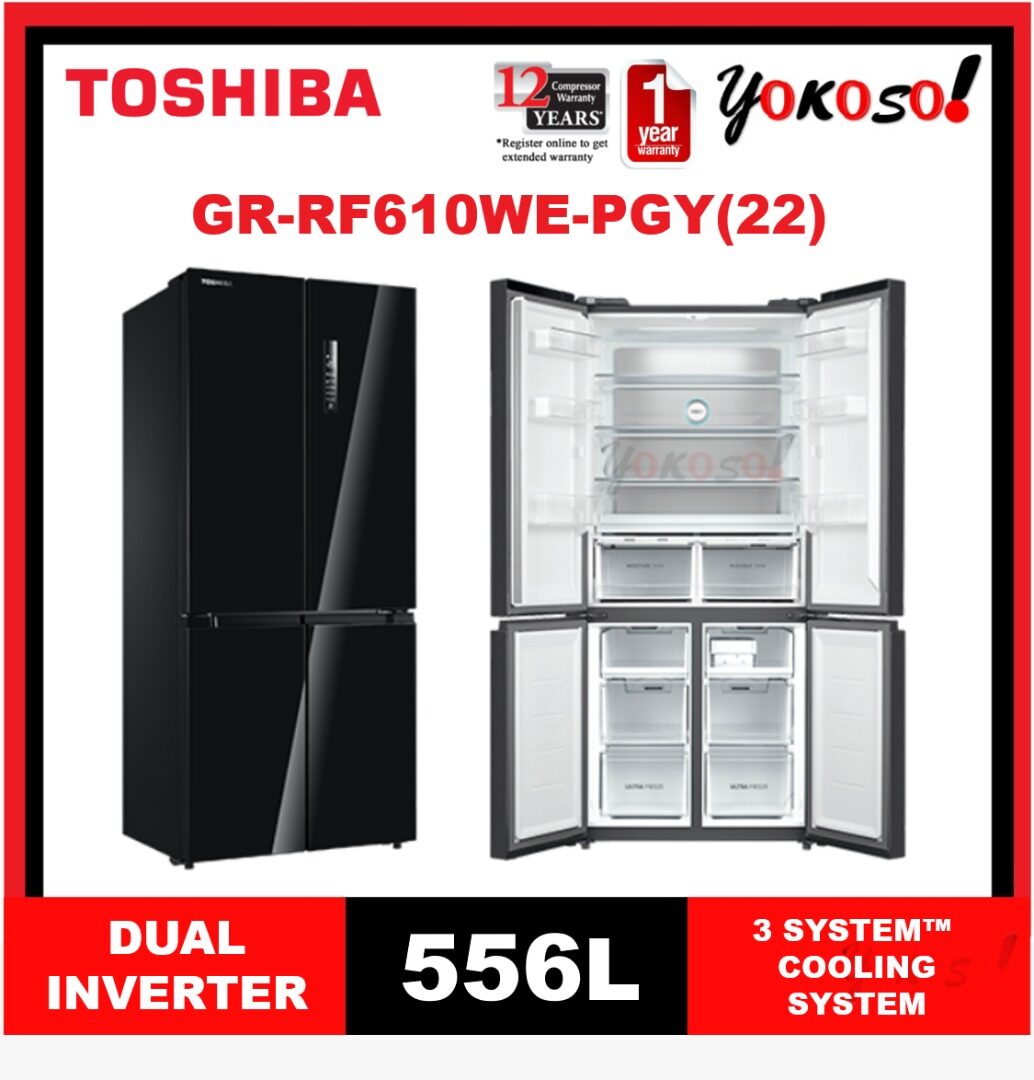 TOSHIBA 556L GR RF610WE PGY 22 MULTI DOOR FRIDGE DUAL INVERTER