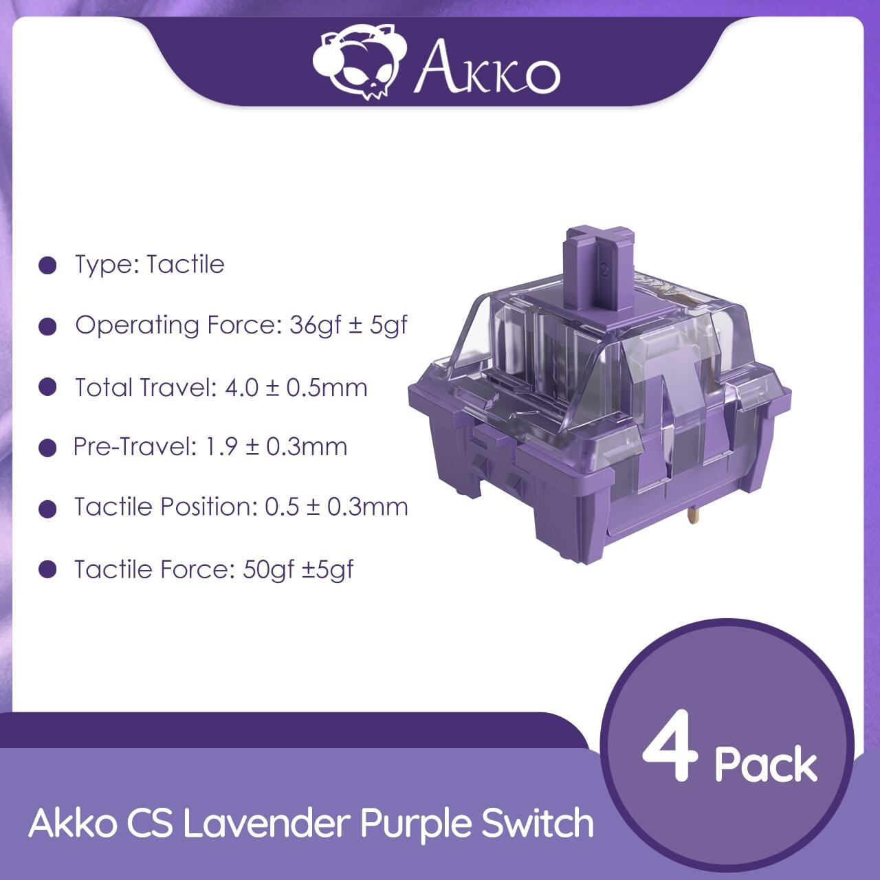 Akko CS Lavender Purple Switches 3 Pin 36gf Tactile Switch Compatible